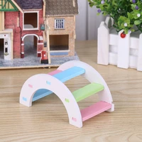 wooden rainbow color bridge hamster climbing playing training chewing toys interactive hamster toy small animals supplies