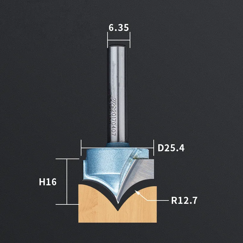 12,7 мм shank-1PCS, станок с ЧПУ деревообрабатывающий фрезерный станок, вольфрамовая твердосплавная Концевая фреза, NeedleNose Гравировальный Бит, МДФ, Деревянный инструмент - Длина режущей кромки: JZD6.35x25.4