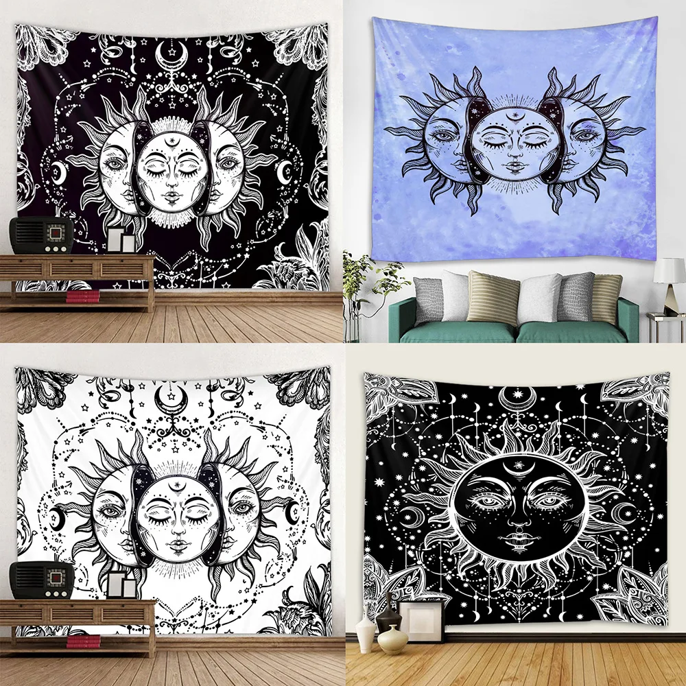 

Mandala Tapestry White Black Sun And Moon Tapestry Wall Hanging Gossip Tapestries Hippie Wall Rugs Farmhouse Dorm Decor Blanket