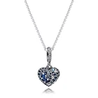 Ожерелье и кулон в виде сердца с голубой Луной и звездами, ювелирные изделия из стерлингового серебра, зимние новые стильные женские модные украшения, цепочка 50 см