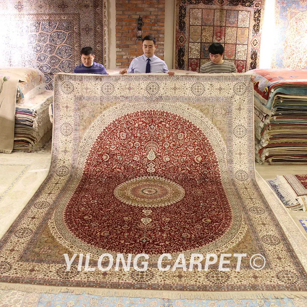 YILONG 9 'x 12' роскошный красный медальон персидский классический ковер ручной