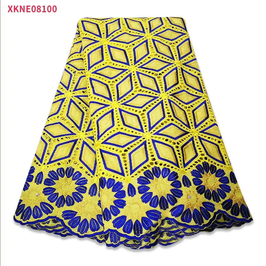 

2021 African embroidery fabric soft and comfortable 100% cotton fabric suitable for dress XYCE08100