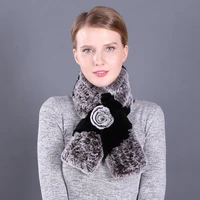 winter women scarf rex rabbit fur ring scarf elastic lady neckchief thick warm neck collar wear