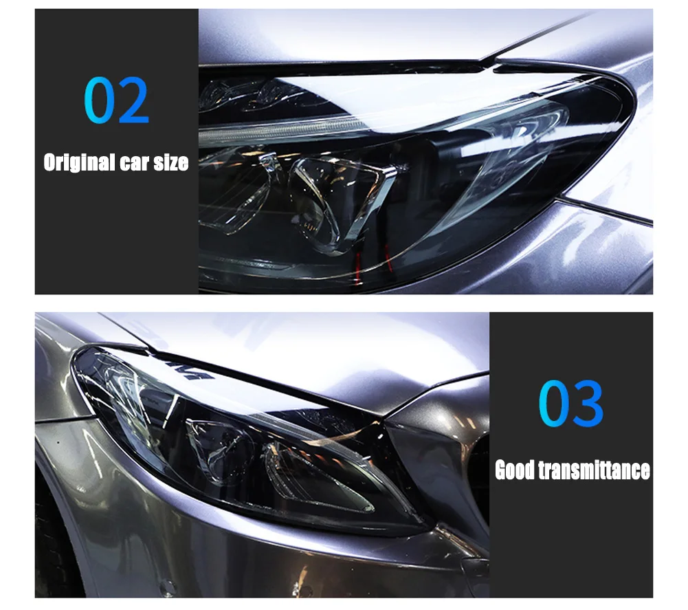 Newest For Mercedes Benz A C E GLC GLA CLA GLS GLE Class W177 W205 W213 Car Headlamps TPU Smoked Black Headlights Protector Film
