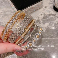 italian hand drawing craftsmanship retro lace bracelet luxury court mesh full rhinestone women gorgeous golden widen bracelet
