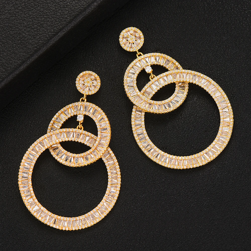 GODKI 2PCS Charms Women Wedding Necklace Earring Sets Jewelry Sets For Women Wedding Brides Full Cubic Zirconia Inlaid Jewelry