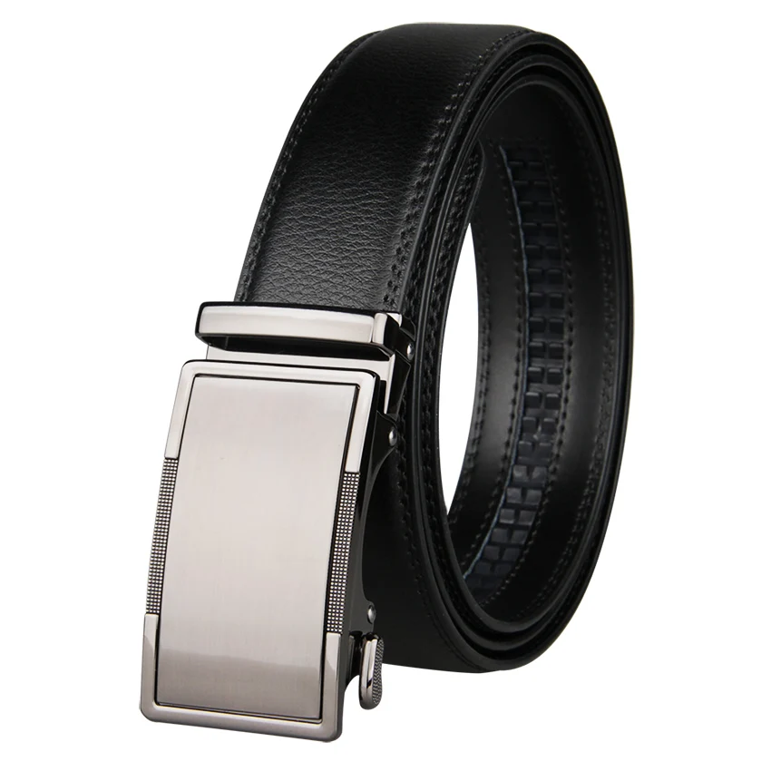 New Stylish Cowhide Genuine Leather Belt For Men 3.5cm Width Mens Automatic Buckle Brand Luxury Black Mens Belts