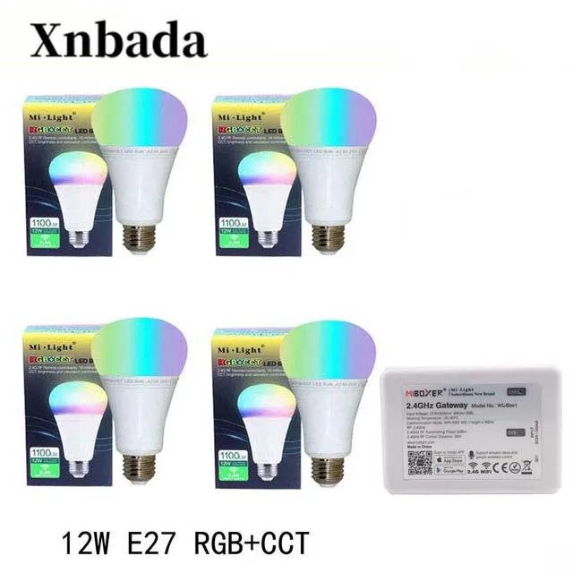 Mi Light 12 Вт Светодиодная лампа E27 RGB + CCT светодиодная iBX2 RF пульт дистанционного