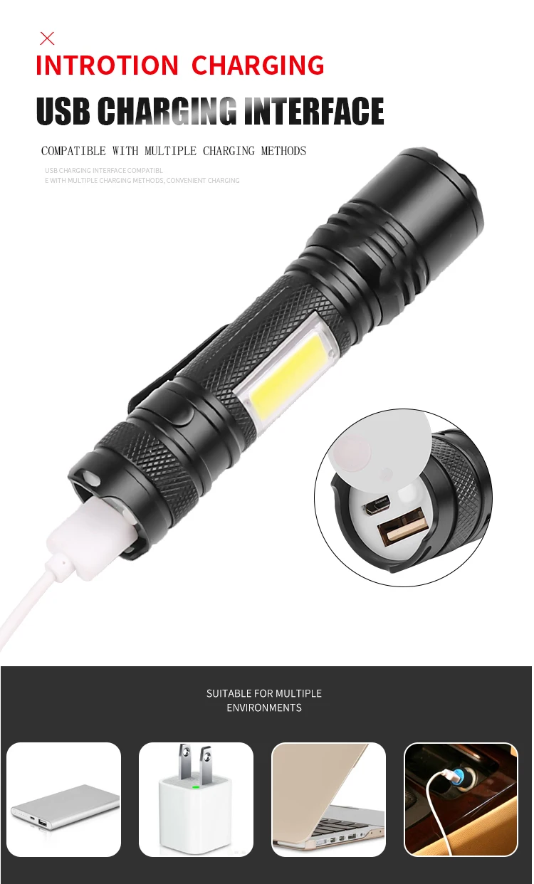 Светодиодный фонарик XHP50 с COB матрицей Аккумуляторный USB светильник рь со