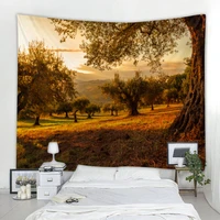 woods landscape tapestry art deco blanket curtain hanging at home bedroom living room decoration