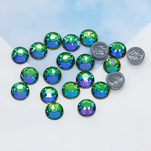 green flame 144p 5A SS12-ss30 41-Цвета гладить на Стразы с прямой основой с украшением в виде кристаллов Стразы с плоской задней частью, горячая фиксация, супер яркие Стразы Стекло камень для одежды ремесло - Цвет: green flame