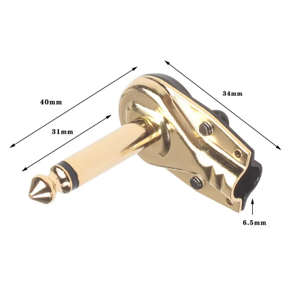 

4 Pcs Guitar Cable Right Angle Adapter 6.35mm/0.25inch Diameter Connector