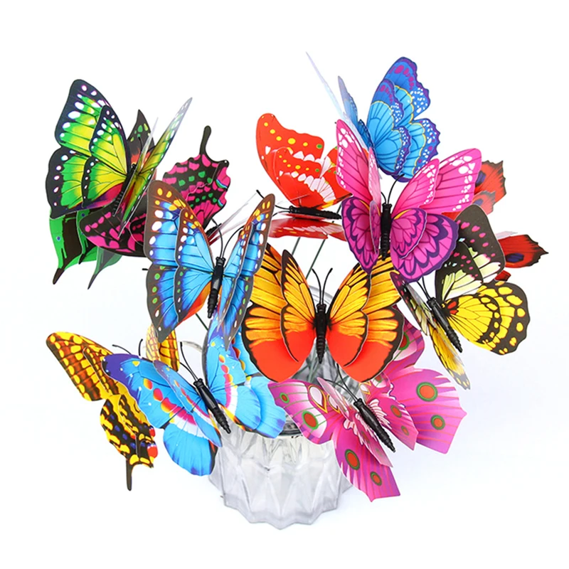 

10PC Bunch of Butterflies Garden Yard Planter Colorful Whimsical Butterfly Stakes Der Outdoor Decor Flower Pots Decoration
