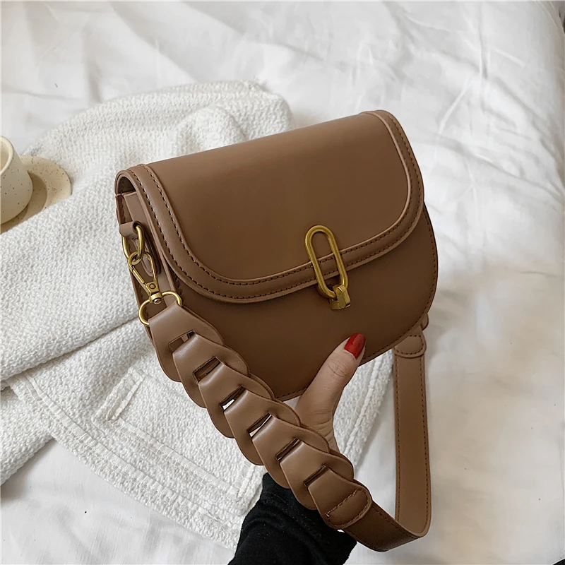 

Burminsa Vintage Woven Wide Strap Saddle Small Crossbody Shoulder Bags For Women Brand Designer Ladies Purses And Handbags 2021