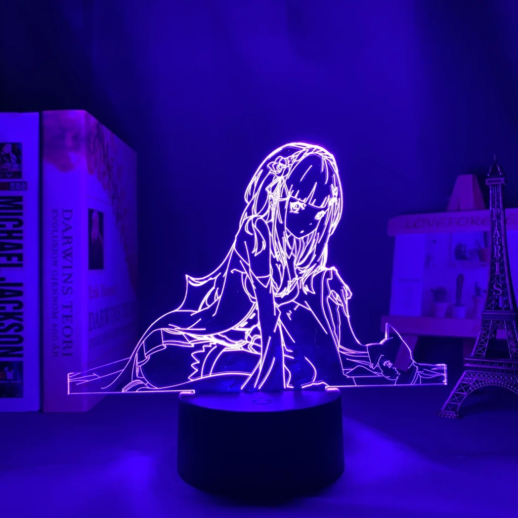 

3d лампа аниме Re Zero Начальная жизнь в другом мире светодиодный ночсветильник для комнаты Декор Светильник подарок Re Zero Emilia Ночная лампа