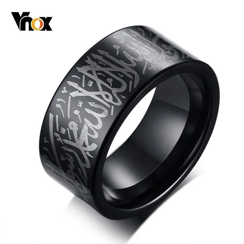 Мужское кольцо из карбида вольфрама Vnox 10 мм с гравировкой молитва Писание ислам