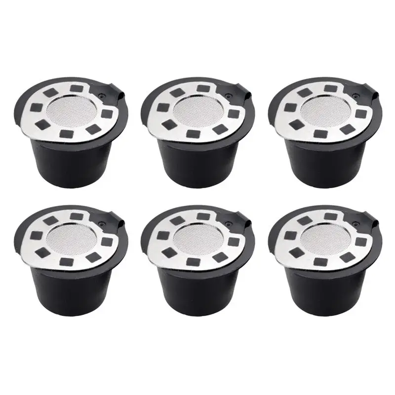 

6 Pcs Reusable Refillable Refill Coffee Capsule Pod Filter Baskets Compatible with Nespresso Machines Brewer Maker