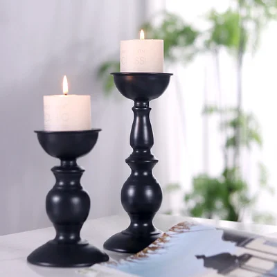 

Candlestick European retro romantic candlelight dinner candle holder creative home candle holder black table decoration