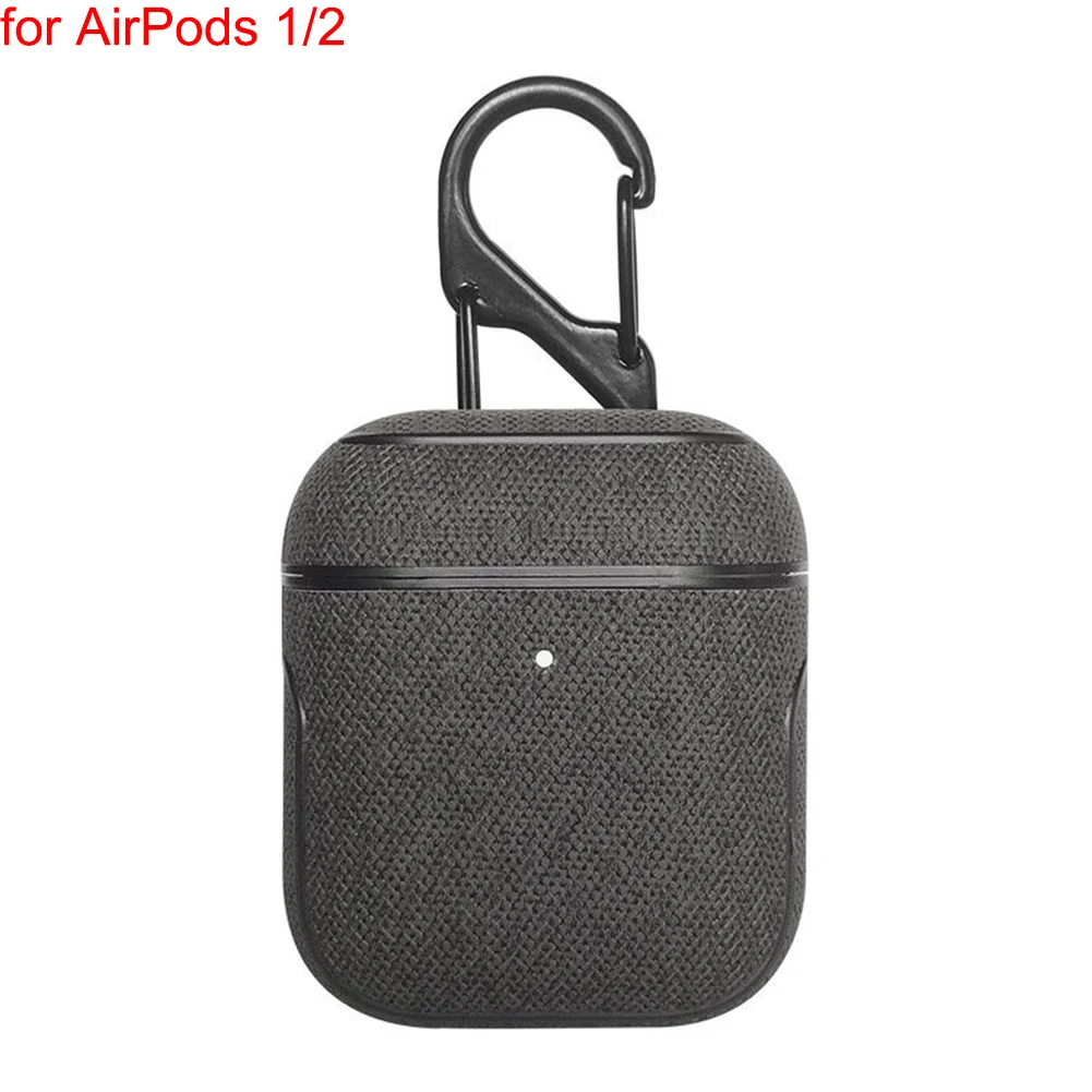 Leather Black Bluetooth наушники кожаный чехол для Apple AirPods 1 2 Pro ткань анти-потеря противоударный чехол PU кожа для Air Pods 3 с крючком - Цвет: Leather Black
