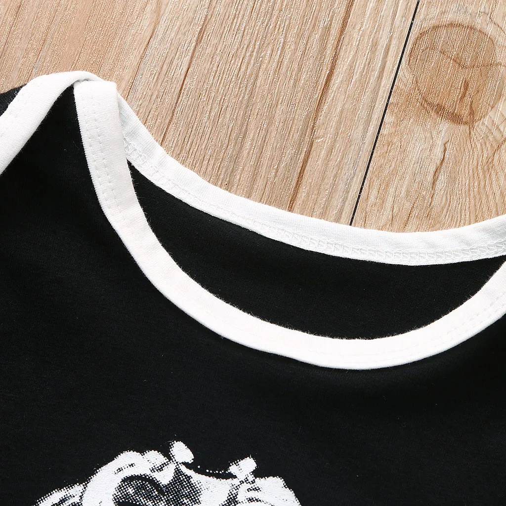 Новая детская одежда на Хэллоуин комбинезон с короткими рукавами и принтом