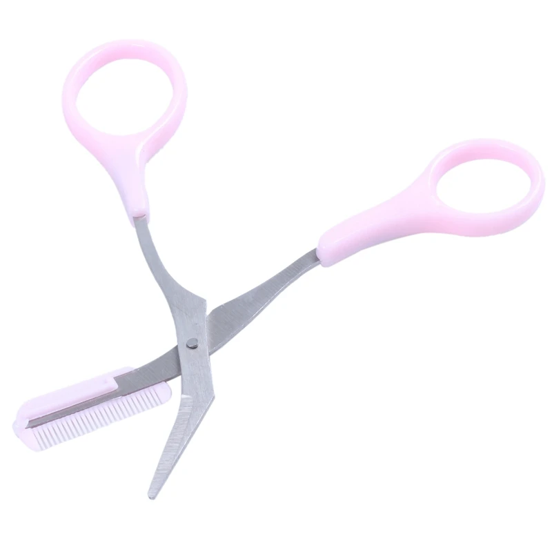 Косметический инструмент для бровей Shaping Cut Scissors w гребень розовый серебряный тон