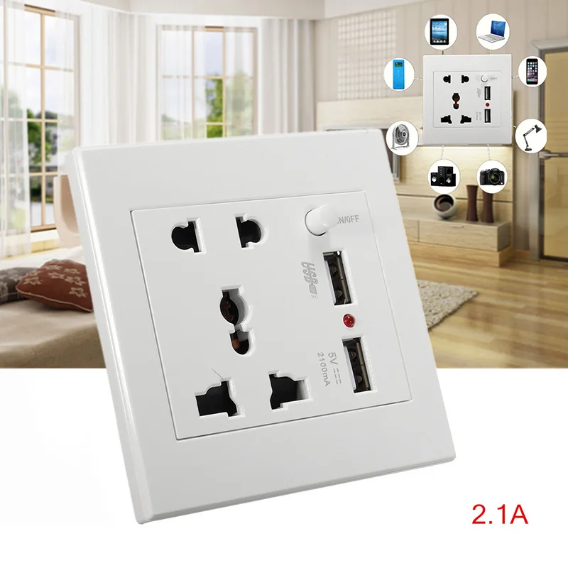 Смарт-HomeUniversal настенная розетка с двойным USB Twin быстро Зарядное устройство