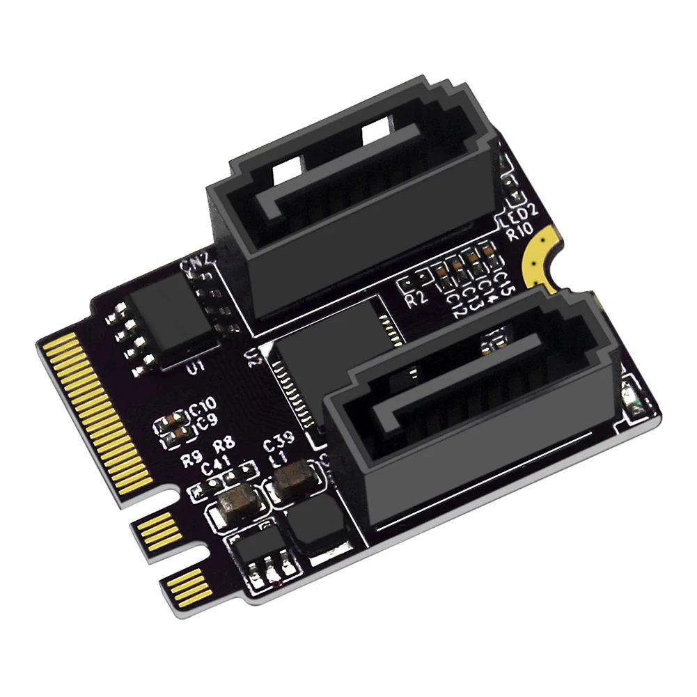 

Плата расширения M.2 A/E Key на 2 порта, плата расширения SATA3.0 M.2 NGFF в SATA конвертер, АДАПТЕРНЫЕ карты для SSD, ПК, компьютера