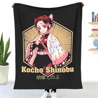 kocho shinobu kimetsu no yaiba throw blanket sheets on the bed blanket on the sofa decorative lattice bedspreads sofa covers