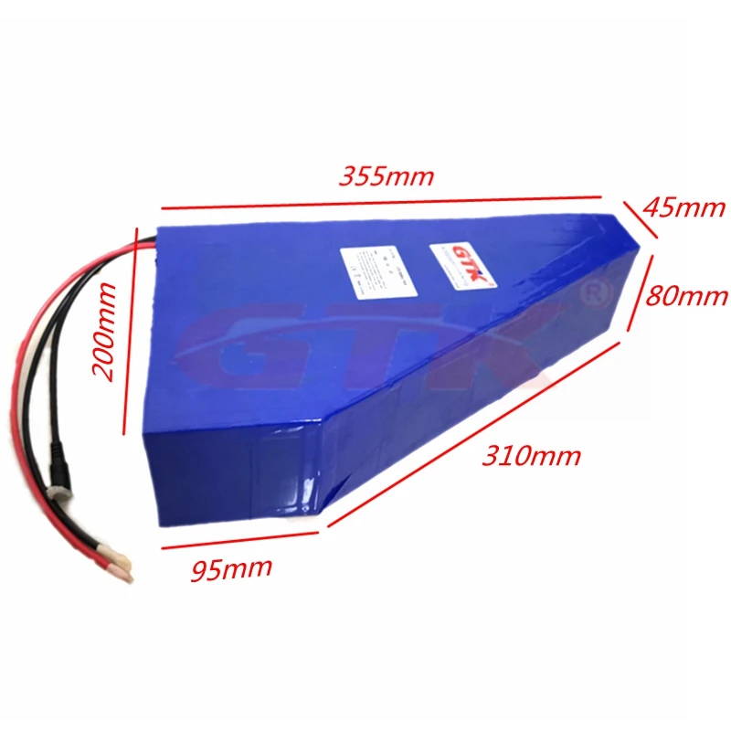 Треугольная перезаряжаемая литиевая батарея для электровелосипеда 72 в 20 Ач 3000 Вт