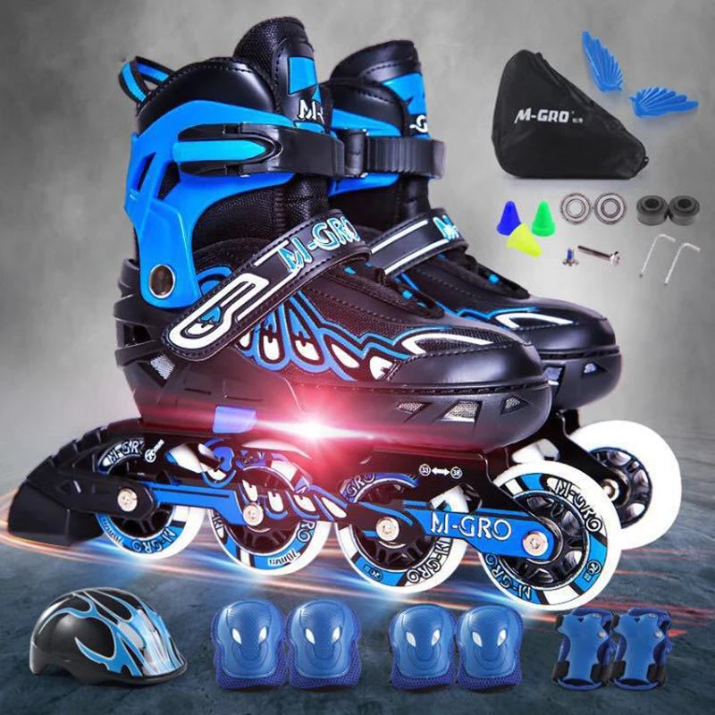 

Adjustable Inline Skates For Children And Adults The Skates Flashing Wheels And Are Suitable Girls And Boys Single Wheel Skating