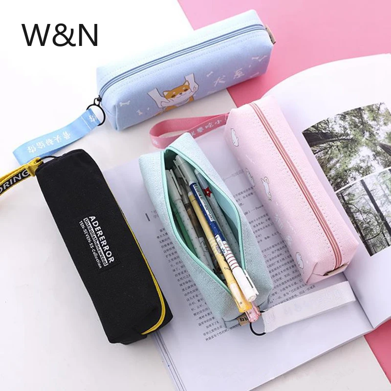 Компактный однотонный студенческий портативный чехол для карандашей школьный