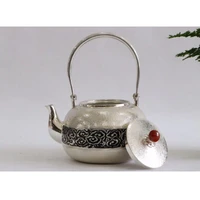 silver pot 999 sterling silver handmade tea set japanese retro teapot kettle home tea ceremony kungfu tea set 1000ml