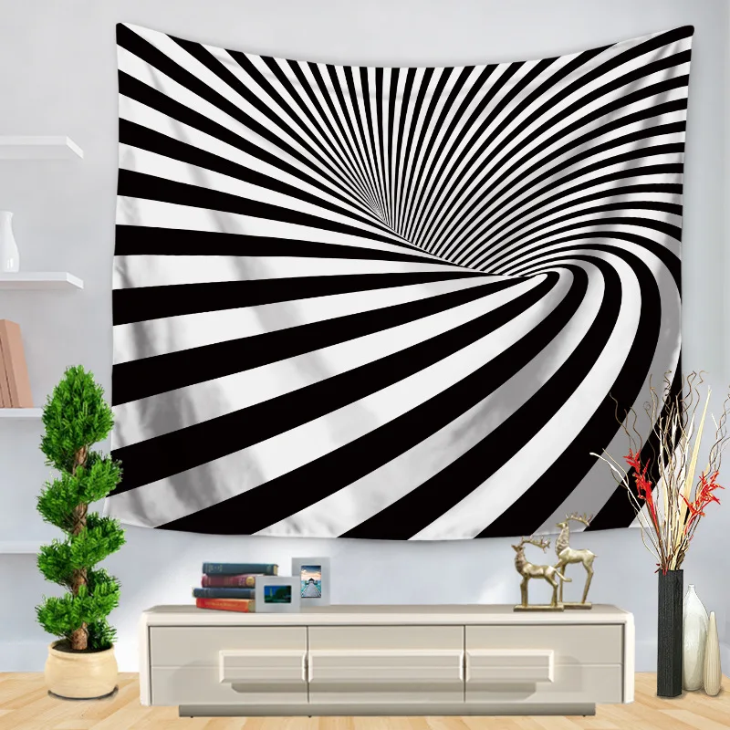 Гобелен абстрактные Геометрические черно белые гобелены шевроны ацтекские