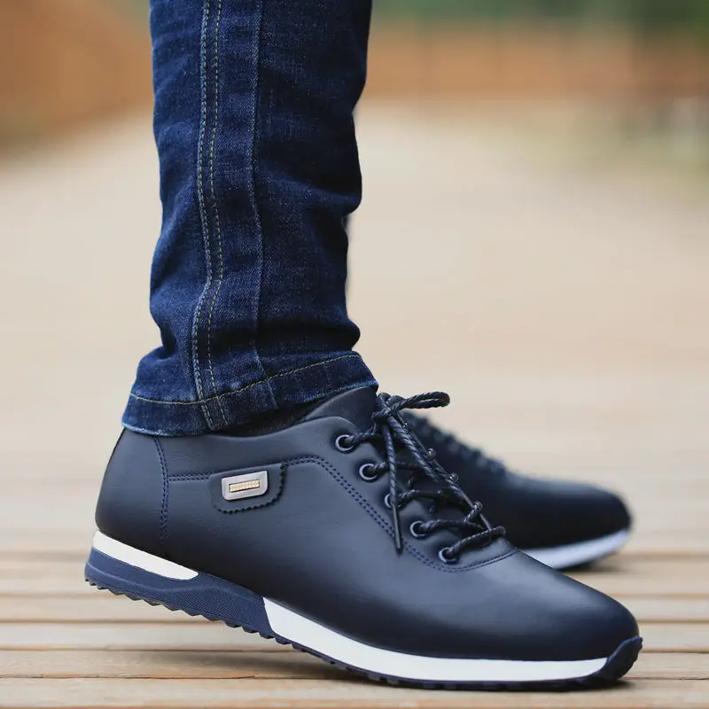 

Men's PU Leather Business Casual Shoes for Man Outdoor Breathable Sneakers Male Fashion Loafers Walking Footwear Tenis Feminino