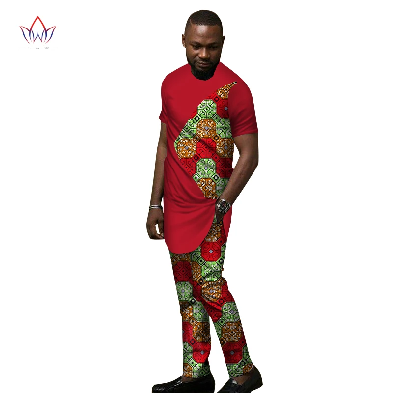

2021 Bazin богатый африканский восковой принт лоскутный топ и брюки комплекты анкарская одежда комплект из 2 частей Мужская африканская одежда ...