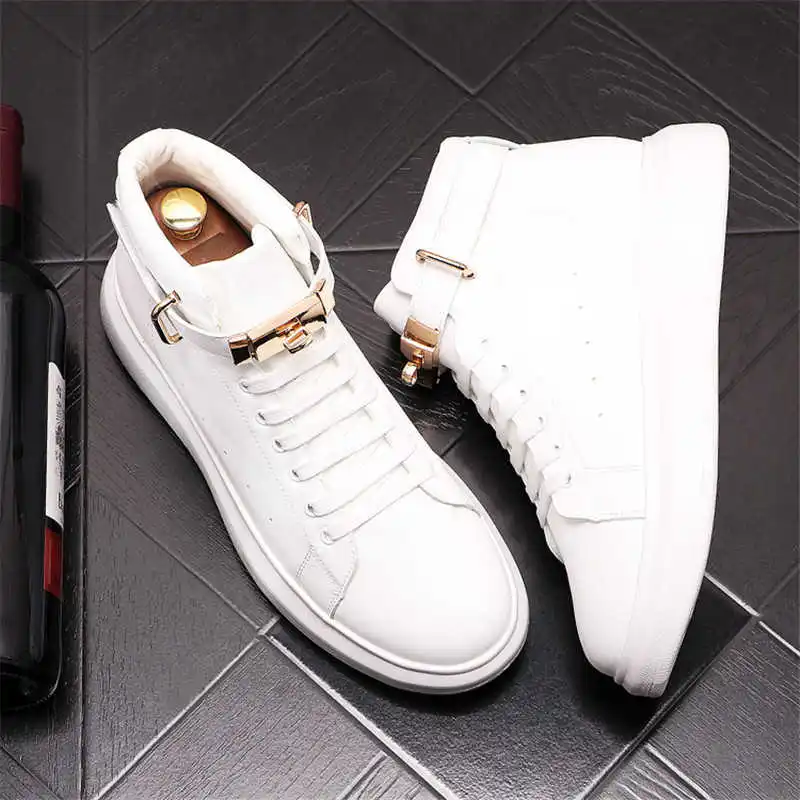 

Fashion Leather Men Casual Platform Shoes Punk Sneakers Skateboard shoes Zapatillas Hombre