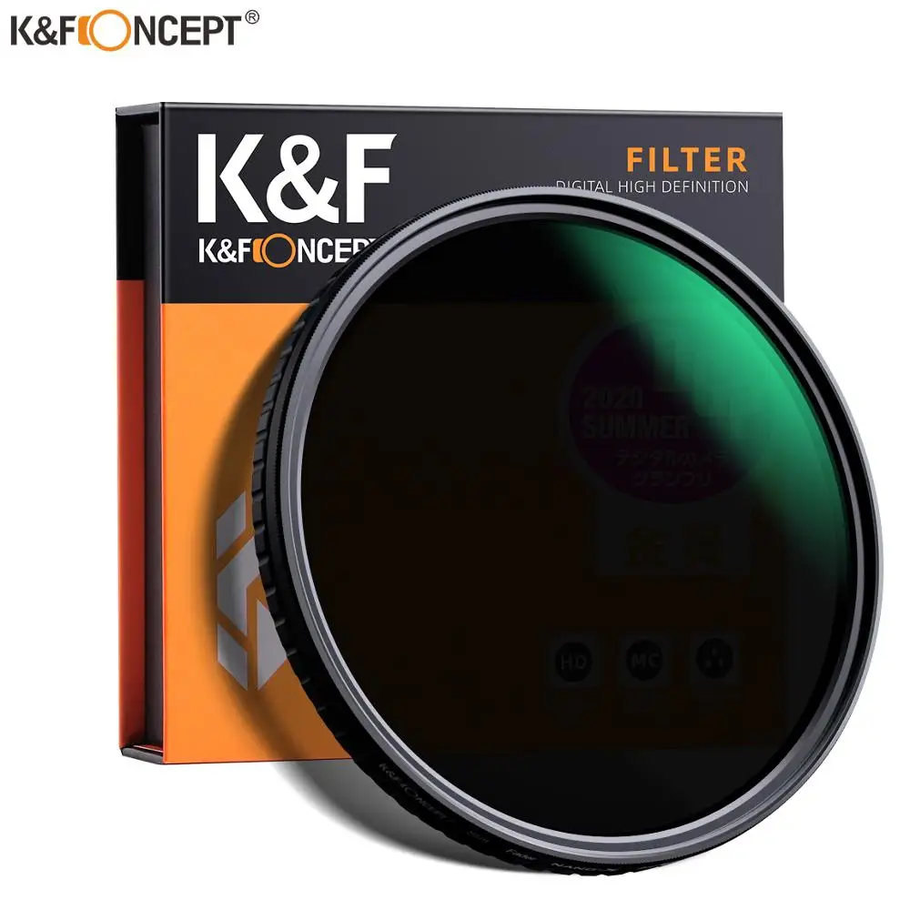 K&F Concept 77mm Fader ND Filter Without Cross, Neutral Density Variable Filter ND2 to ND32 for Camera Lens