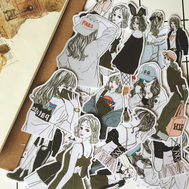 

27Pcs/Bag Vintage Student Girl Fashion Sticker DIY Craft Scrapbooking Album Junk Journal Planner Decorative Stickers