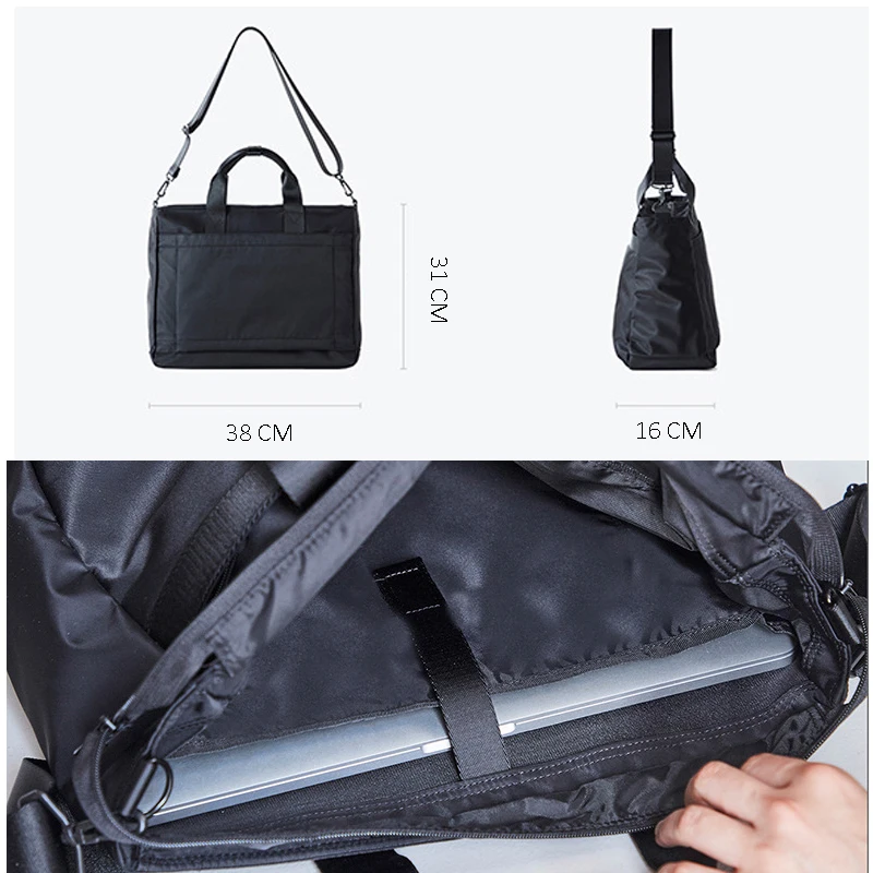 

Nylon raincoat, men's shoulder bag, computer zipper travel bag, leisure, cross, large