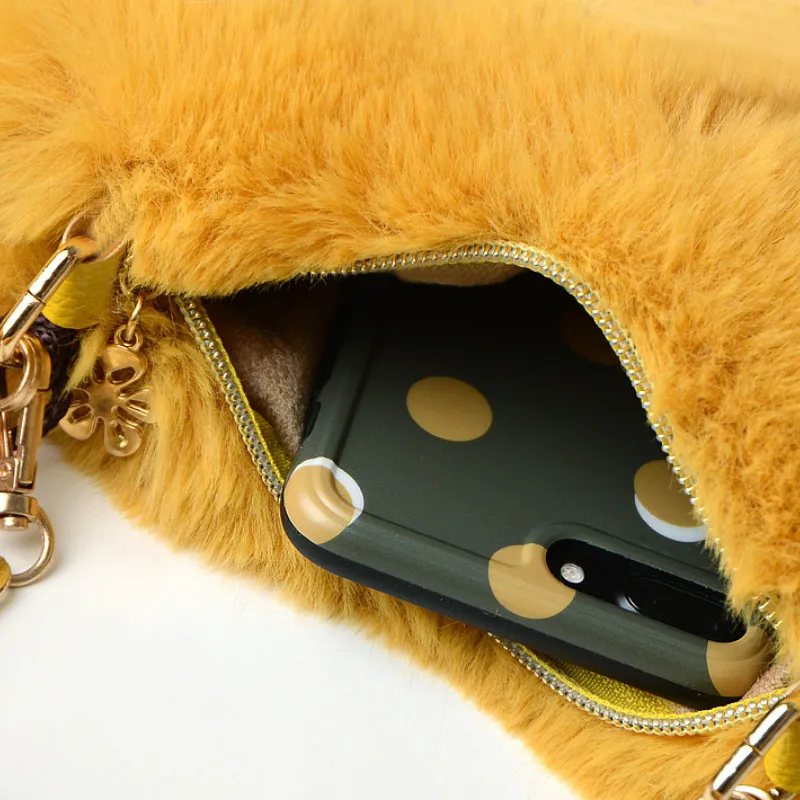 Сумка на плечо из искусственного плюша в форме сердца милый зимний женский клатч