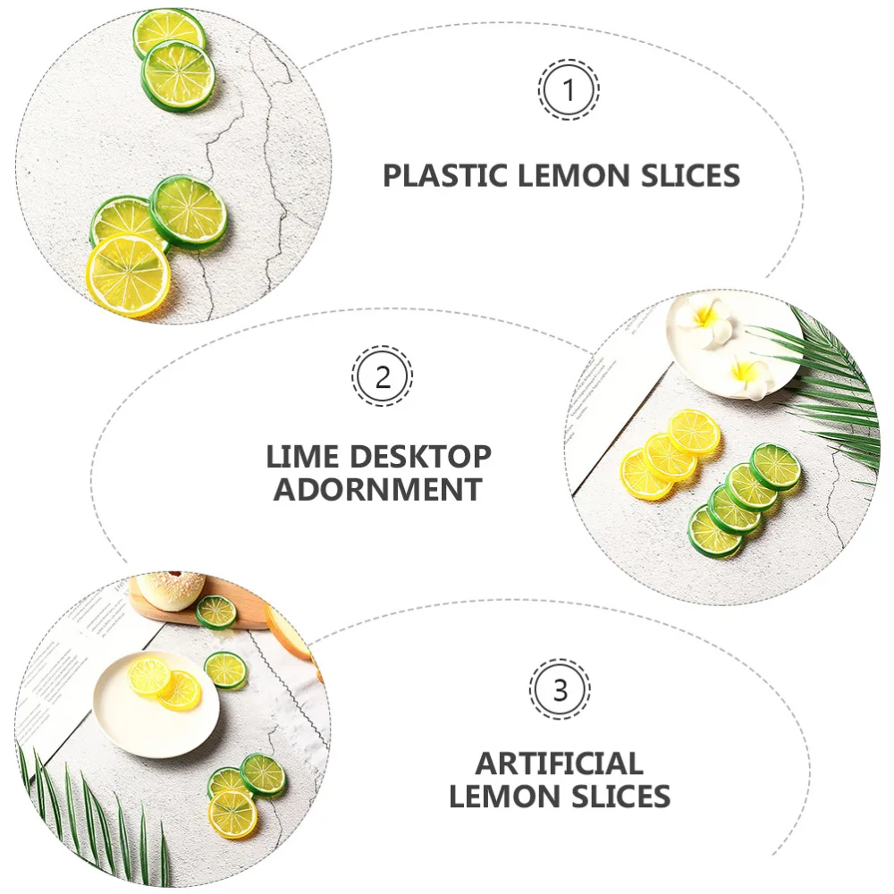 

6pcs Realistic Resin Fruit Ornament Funny Lemon Slices Decor DIY Material