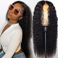 kinky curly 44 lace front wig 100 human hair hd transparent frontal natural wig for black women
