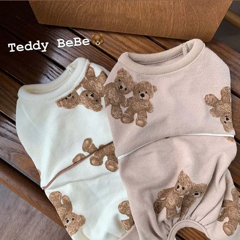 

INS Korea autumn cute bear one-piece two-legged clothes comfortable dog home clothes pet warm clothes