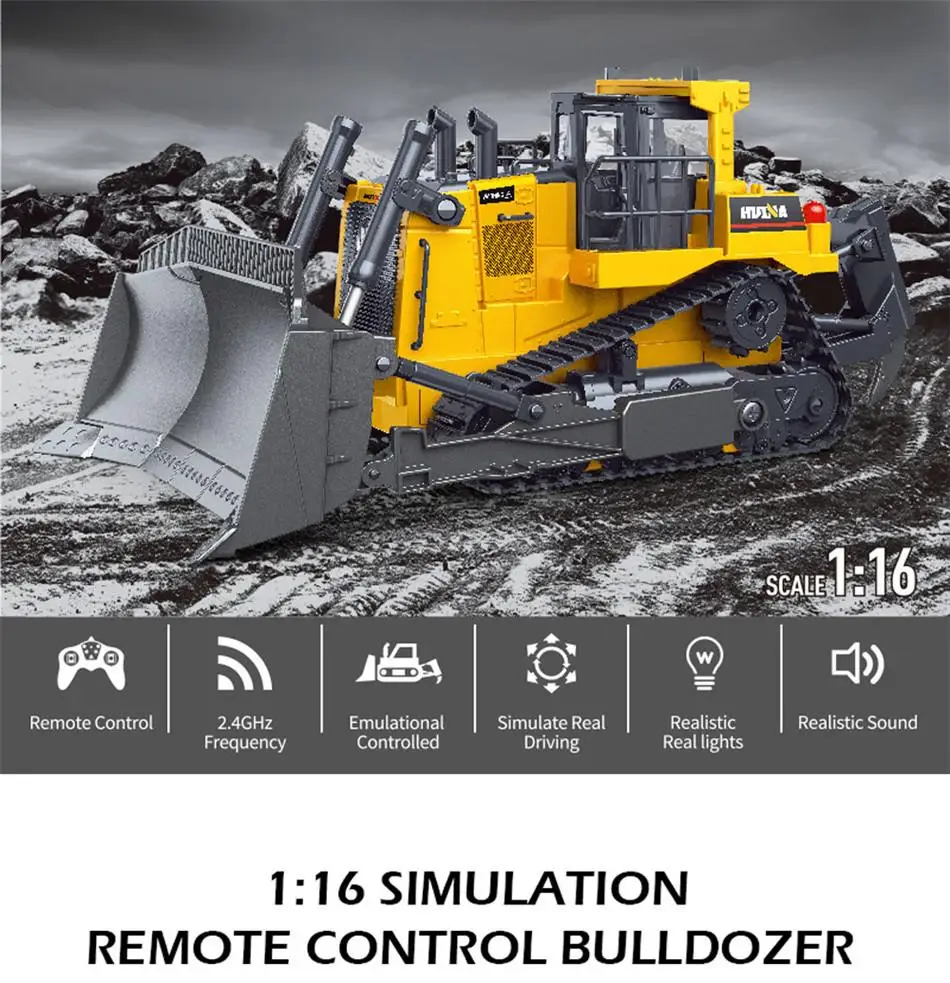 бульдозер huina 1569 116 8ch rc грузовик с ди