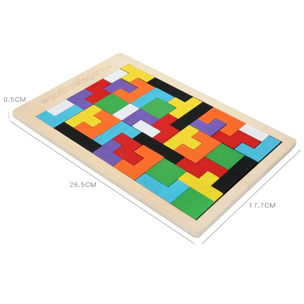 Colorful 3D Puzzle Wooden Tangram Math Toys Tetris Game Children Pre-school Magination Intellectual Educational Toy for Kids | Игрушки и