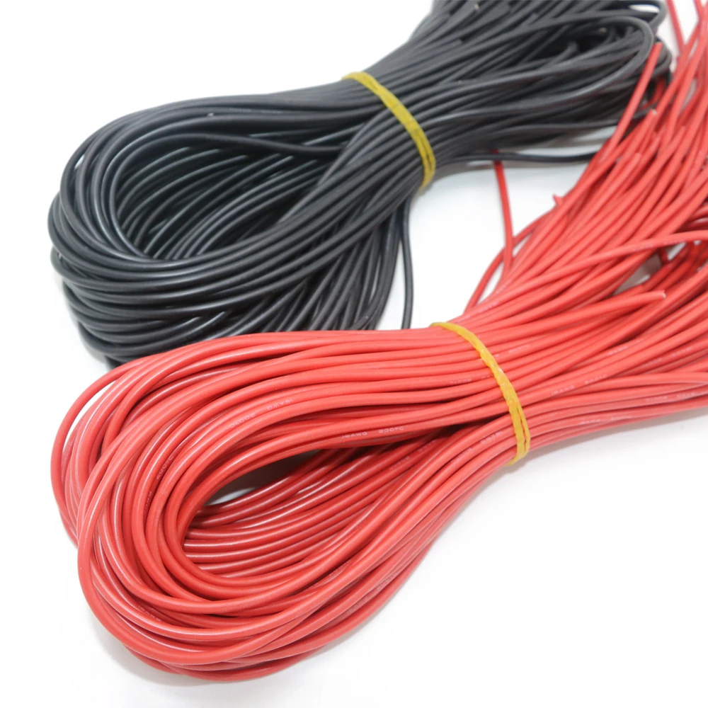 

AWG 5m rojo y 5m color negro 10 Metro/lote de alambre de alta calidad de silicona 10 12 14 16 18 20
