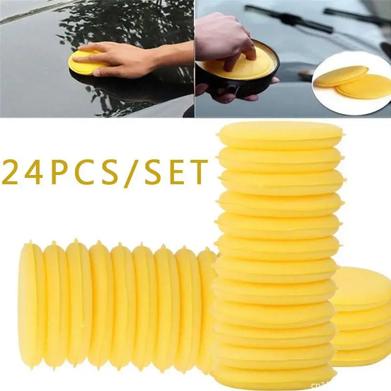 

12/24PCS/Set Car Cleaning Sponge Pads Polishing Foam Waxing Wax Applicator Polish Washing Pad Car Washing Tool Car Accessories