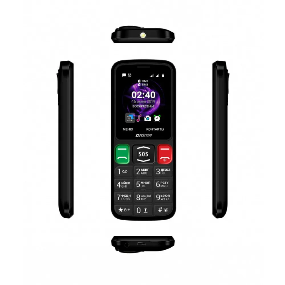 Мобильный телефон Digma S240 Linx черный SC6531E 0.032ГБ 2.44&quot 320x240 0.08Mpix 2Sim (LT2060PM) | Мобильные