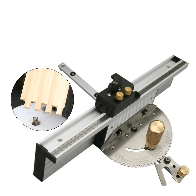 

Woodworking Enhanced Fence Miter Gauge Set Table Saw Router Angle Miter Gauge Guide 450mm Alu Mortise Tenon and Flip Stopper