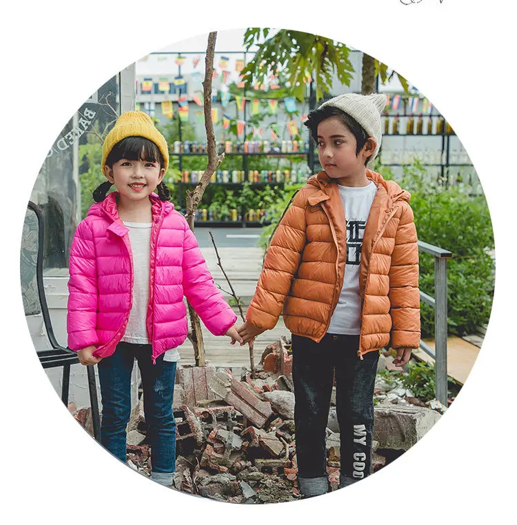 Пуховик для маленьких девочек и мальчиков Зимние теплые пальто с капюшоном Милая